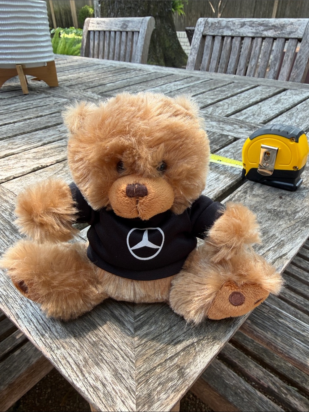 Mercedes Brown Teddy Bear Plush in Black Logo Tee
